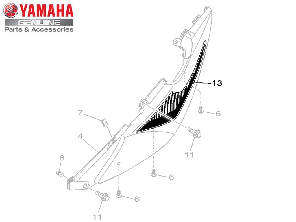 Gráfico da Tampa Lateral Esquerda Para Fazer 250 Original Yamaha