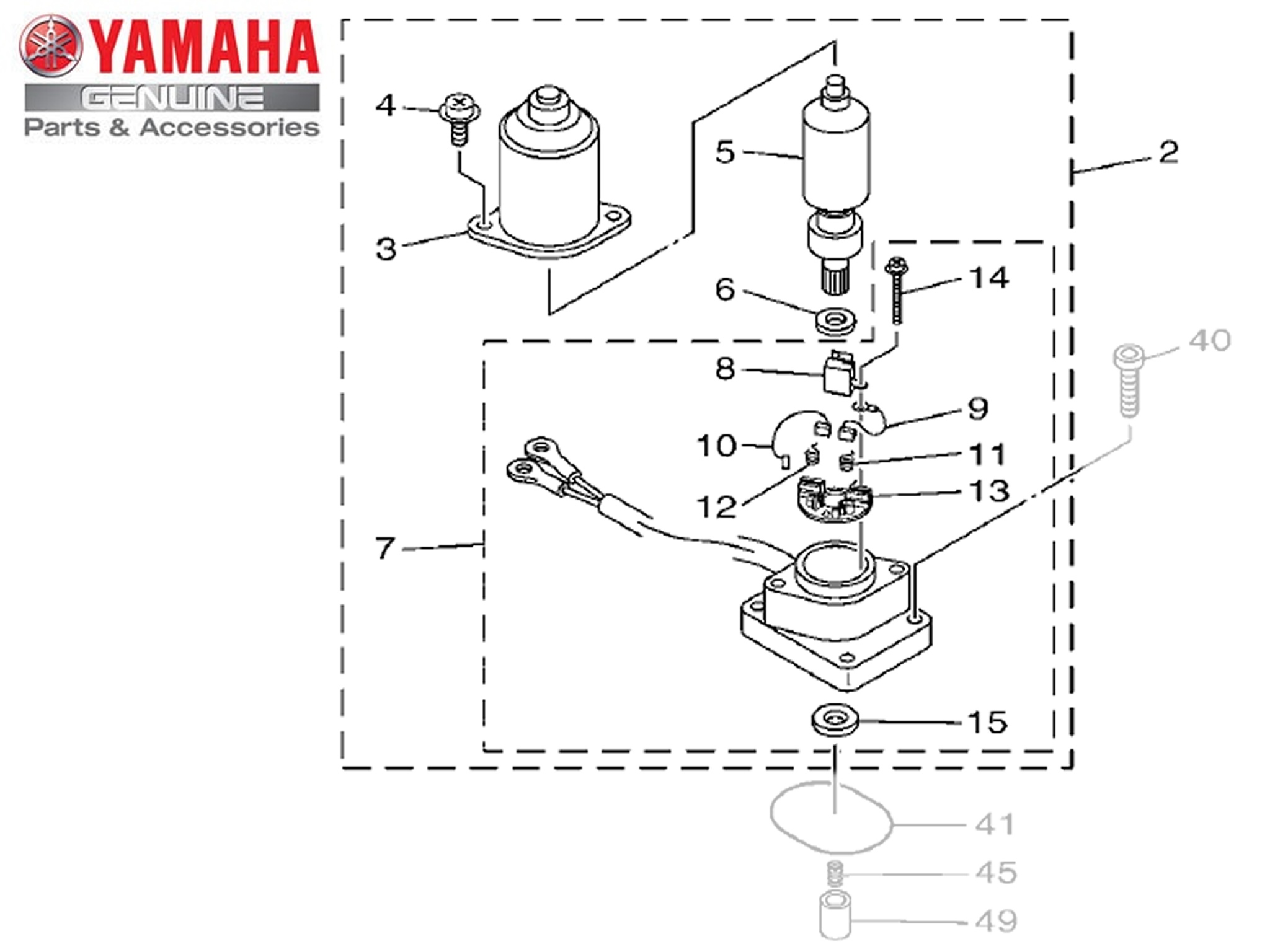 Motor do Sistema de Inclinação Trim para Motor de Popa Yamaha F40 FETL  Original 67C438800100 | Bibbos Yamaha Moto e Náutica