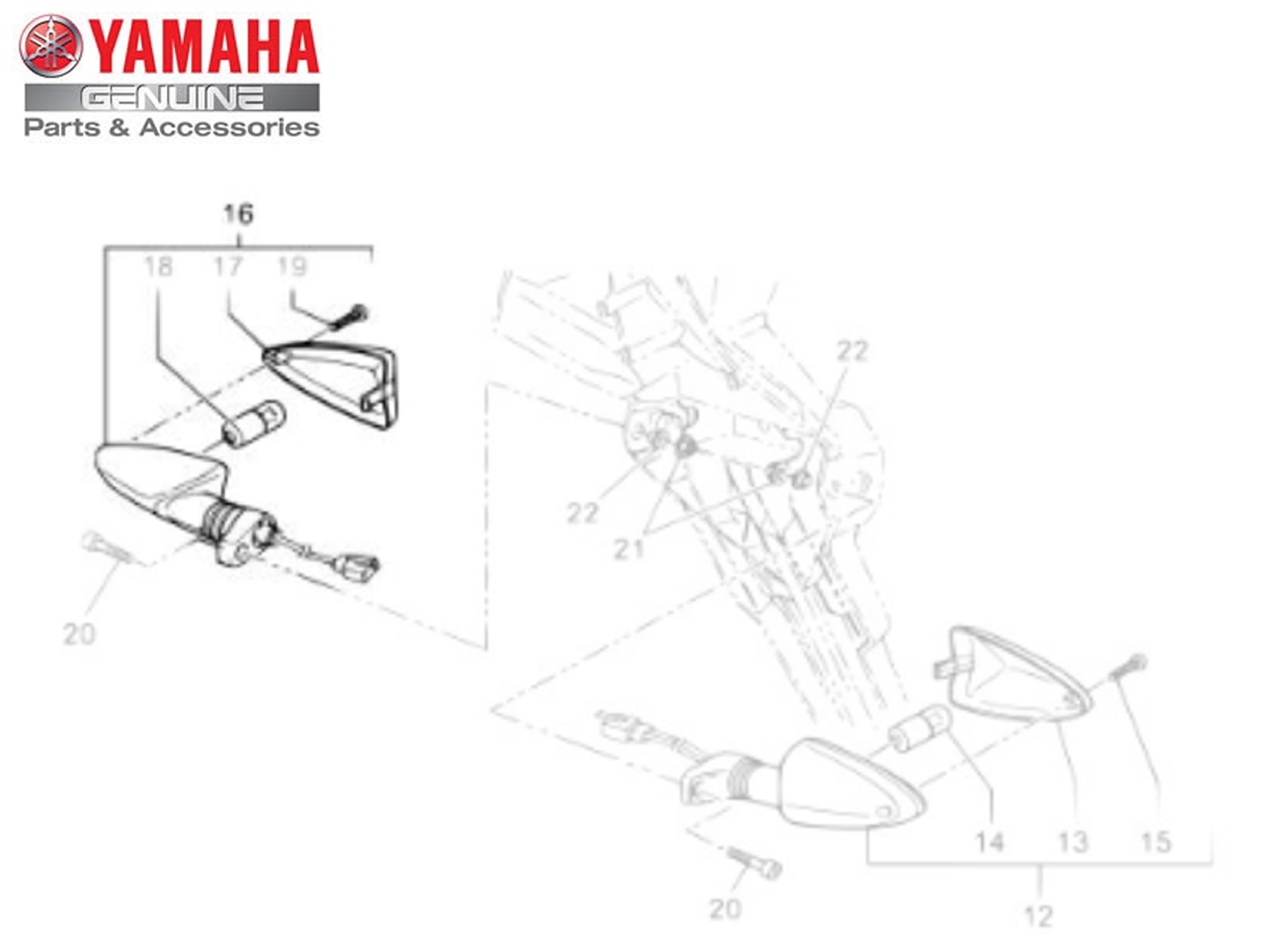 Pisca Traseiro Direito Conjunto Yamaha (Lente Cristal